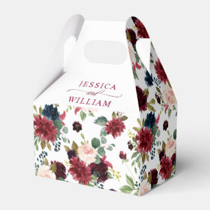 Ballotins Burgundy Navy Blue Blush Floral Watercolor Mariage