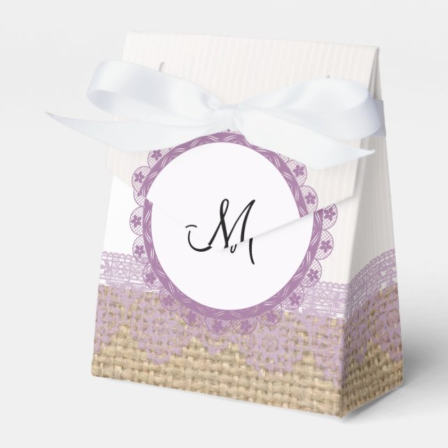Ballotins Burlap et Purple Wedple Favor Box (Verso)