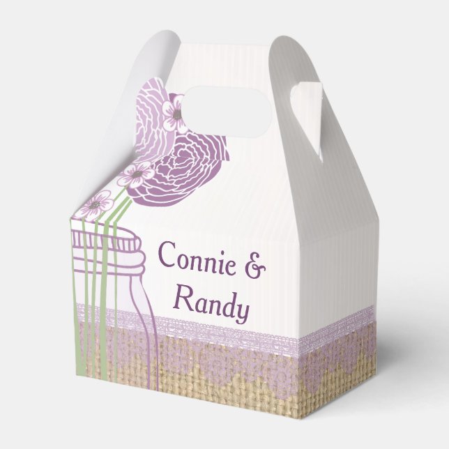 Ballotins Burlap et violet Mason Jar boîte de mariage Favor (Verso)