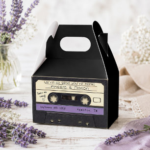 Ballotins Cadeau de mariage ruban cassette rétro violet