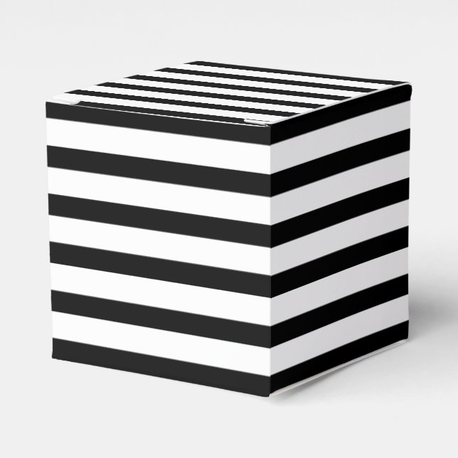 Ballotins Cadeau moderne à rayures horizontales noir et blan (Verso)