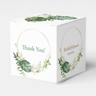 Ballotins Cadre géométrique doré Feuilles tropicales vertes 