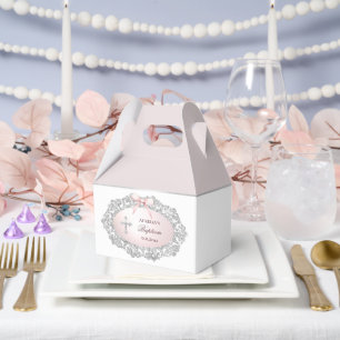 Ballotins Cadre Parties scintillant Argent Bow rose Baptême