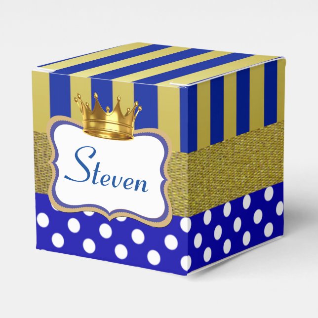 Ballotins Caja cubo Corona Azul con dorado (Verso)