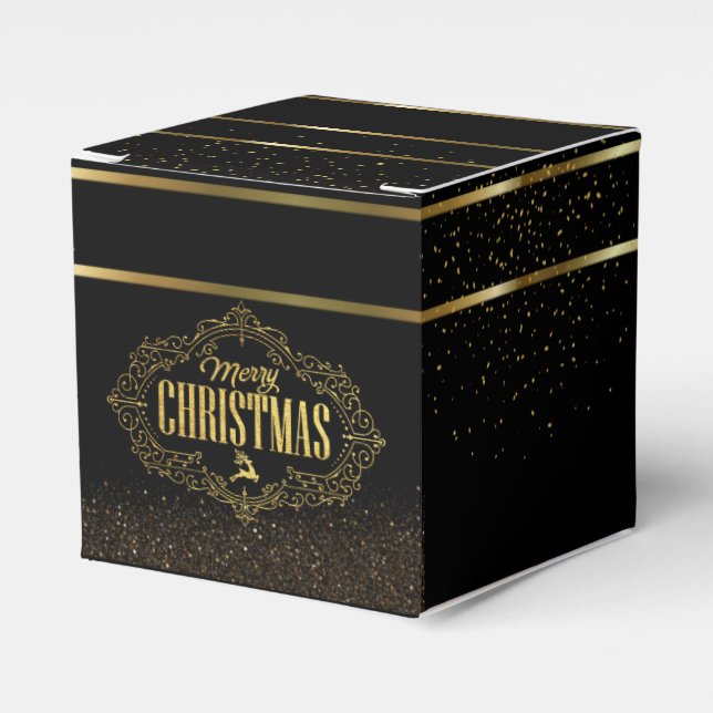 Ballotins Caja de regalo con feliz navidad negro con dorado (Verso)