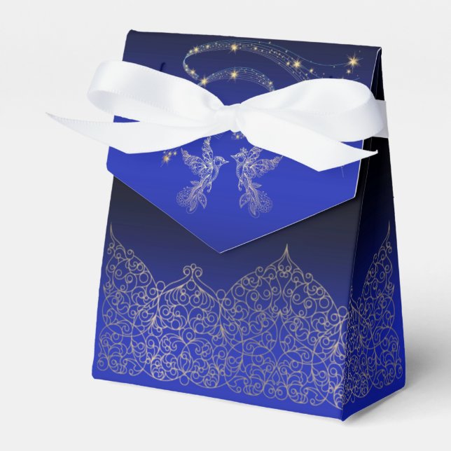Ballotins caja para regalo azul con decoración (Verso)