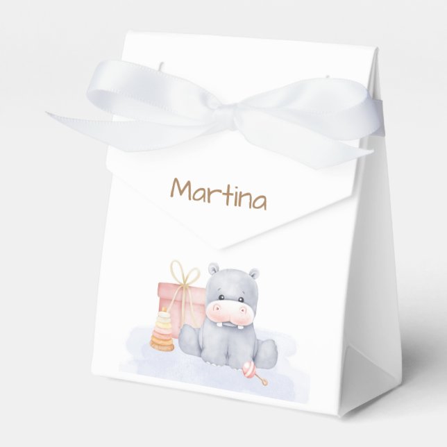 Ballotins Cajita personalizada Hipopótamo Gris (Verso)