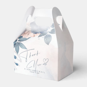 Ballotins Calligraphie Floral Merci Heart V2 Blue ID771
