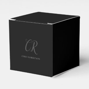 Ballotins Calligraphie Monogramme Nom Black Grey Cadeau pers