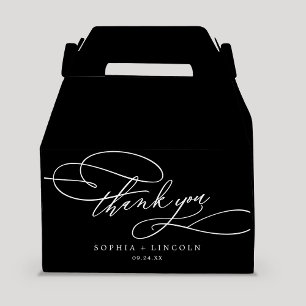 Ballotins Calligraphie romantique Merci noir foncé Mariage