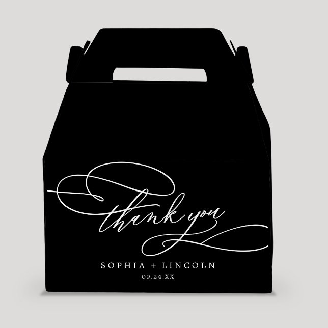 Ballotins Calligraphie romantique Merci noir foncé Mariage (Créateur téléchargé)