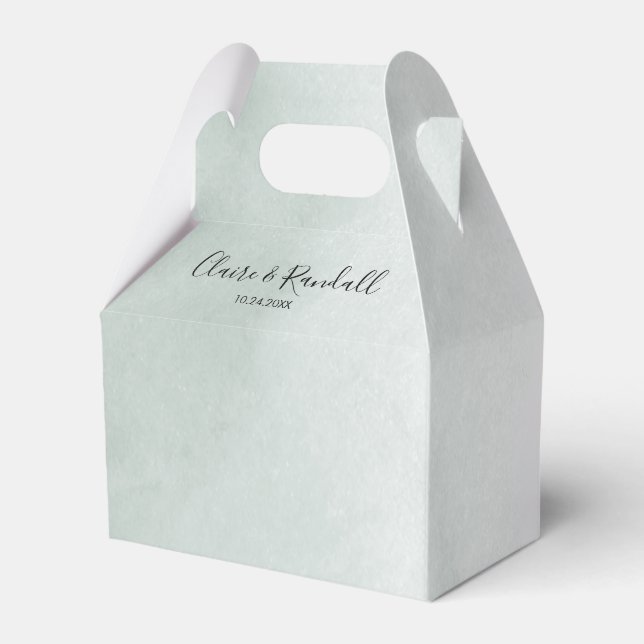 Ballotins Calligraphie Vert et Blanc Mariage Favor Box (Verso)