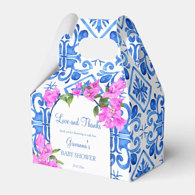 Ballotins Carreaux bleus Bougainvillea baby shower personnal (Verso)