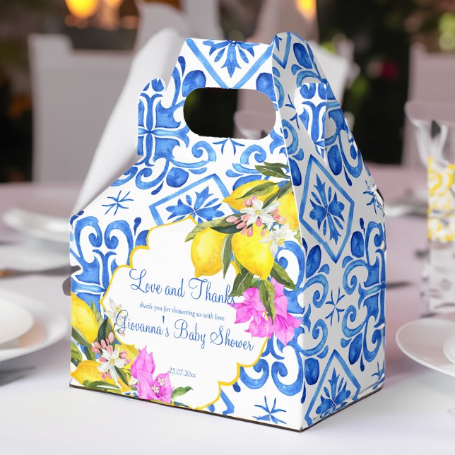 Ballotins Carrelage bleu citron Bougainvillea cadeau personn (Blue tiles lemon Bougainvillea custom favor gift Favor Box)