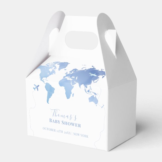 Ballotins Carte du monde bleu Voyage Baby shower d'aventure (Verso)