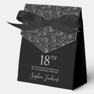 Ballotins Carton de remerciement 18 ans Roses Paillettes Arg