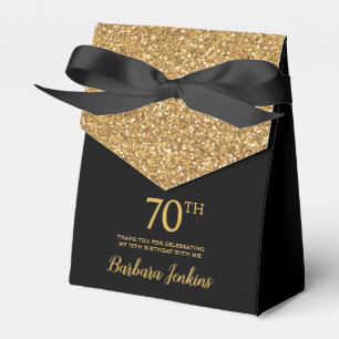 Ballotins Carton de remerciement 70 ans avec paillettes noir