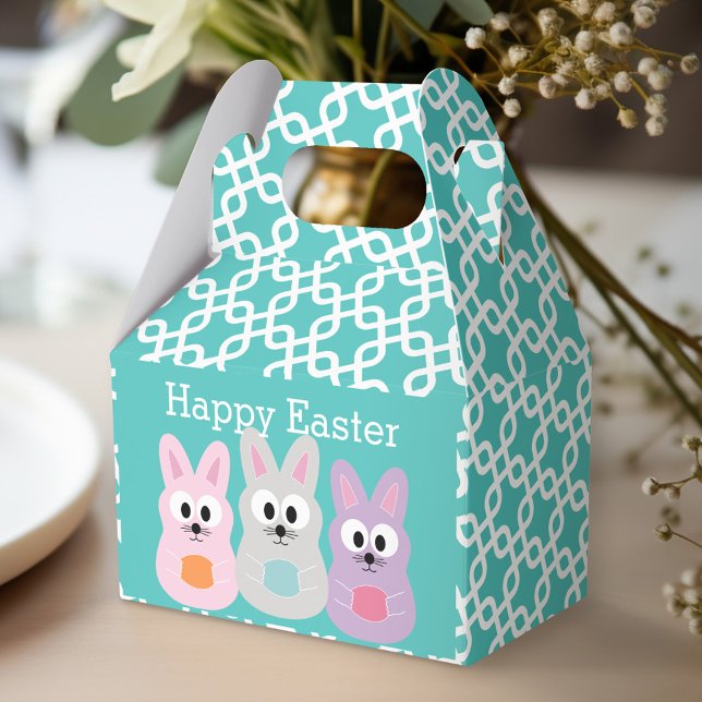 Ballotins Cartoon mignon lapin de Pâques avec nom personnali (Personalized favor box - Easter party)