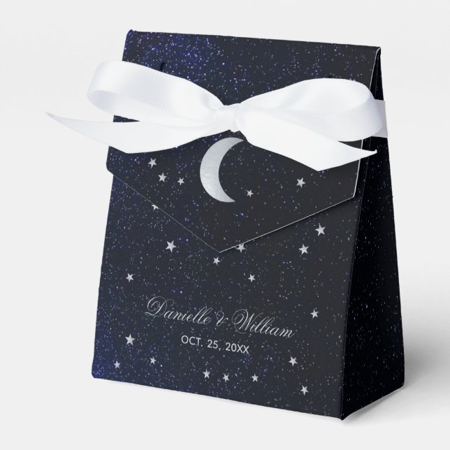 Ballotins Céleste Mariage Bleu étoile Nuit Argent Lune (Verso)