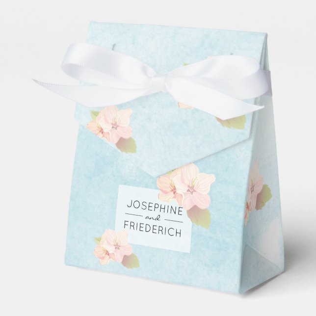 Ballotins Cerise Fleur Bleu Aquarelle Boîte de mariage Favor (Verso)