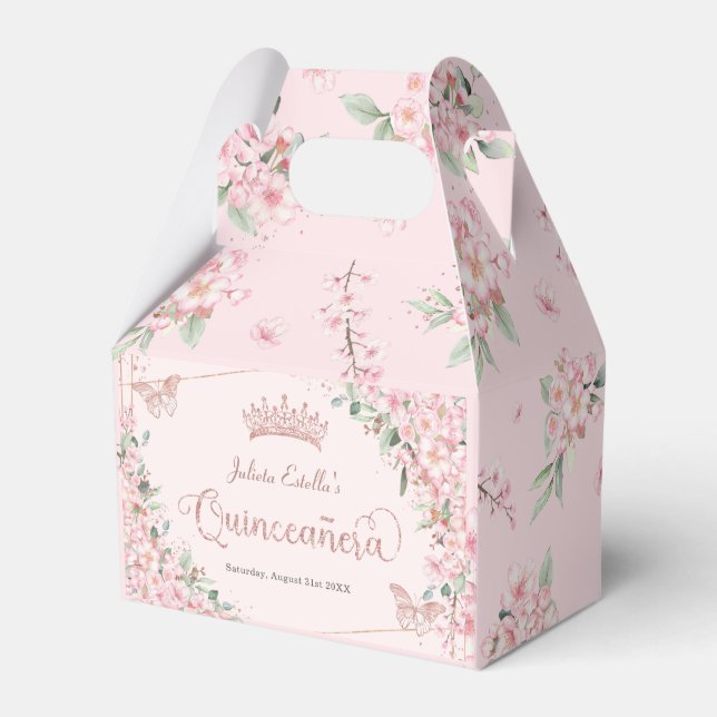 Ballotins Cerise Fleurs Rose Or Quinceanera Anniversaire (Verso)