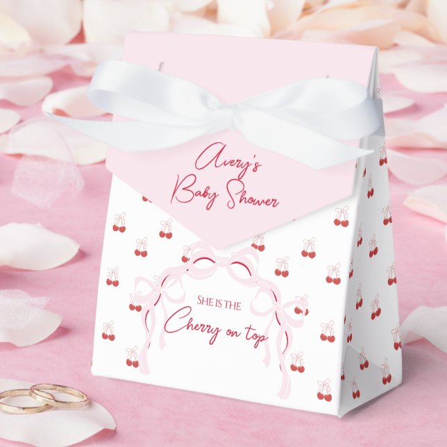 Ballotins Cerise sur le dessus Pink Bow Red Baby Girl Douche (Mariage)