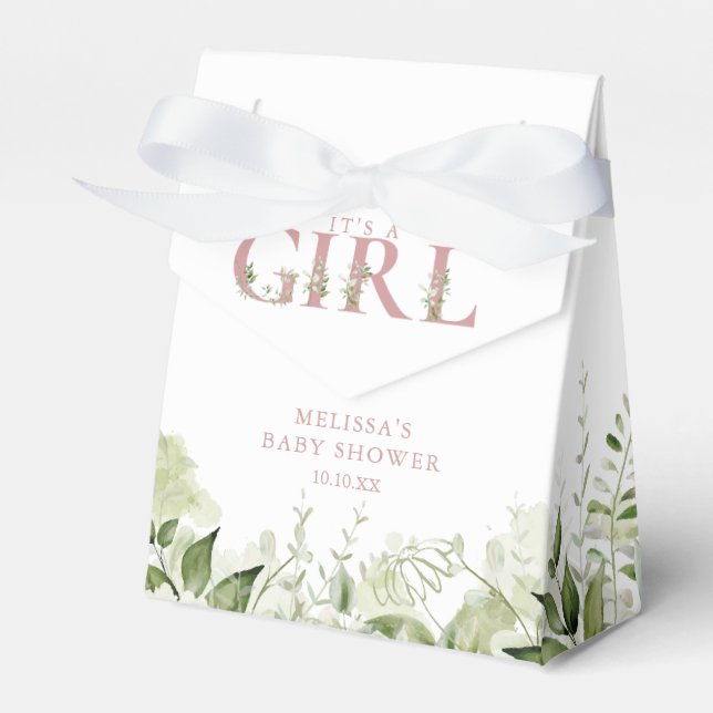 Ballotins C'Est Une Fille Verdoyante Dusty Baby shower Rose (Verso)