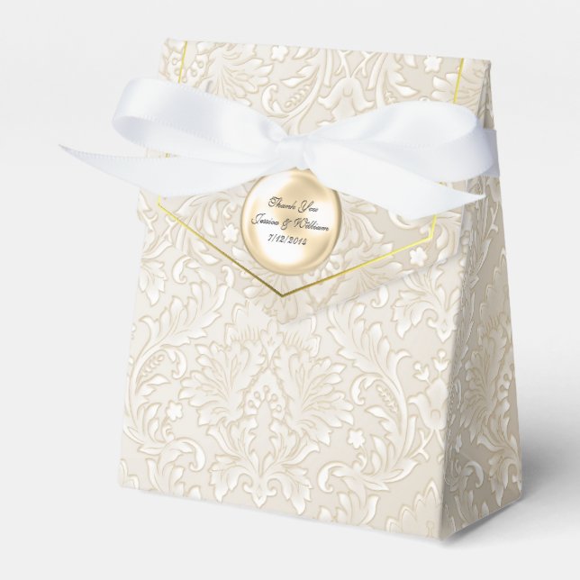 Ballotins Champagne Fleur Mariage damassé Favoriser Boîte Ca (Verso)