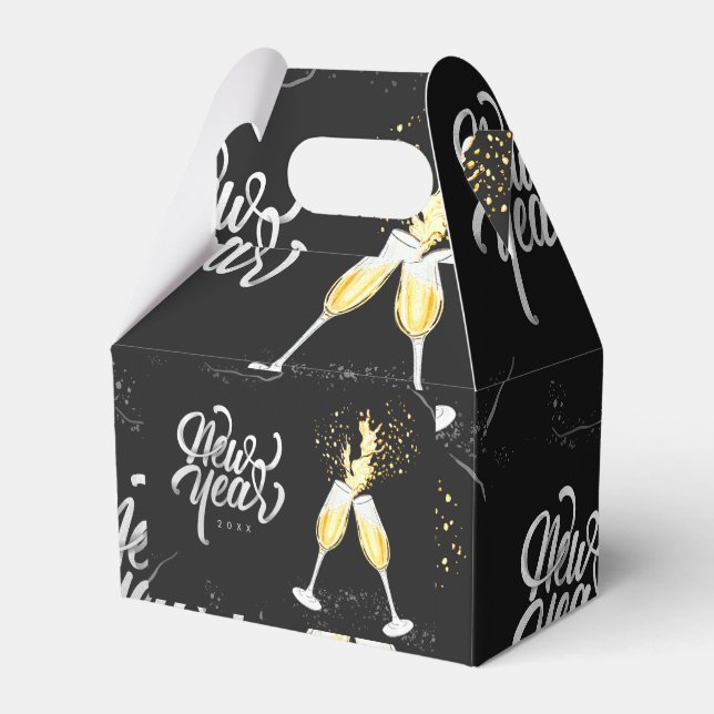 Ballotins Champagne Gold Black Verre Confetti Moderne (Verso)