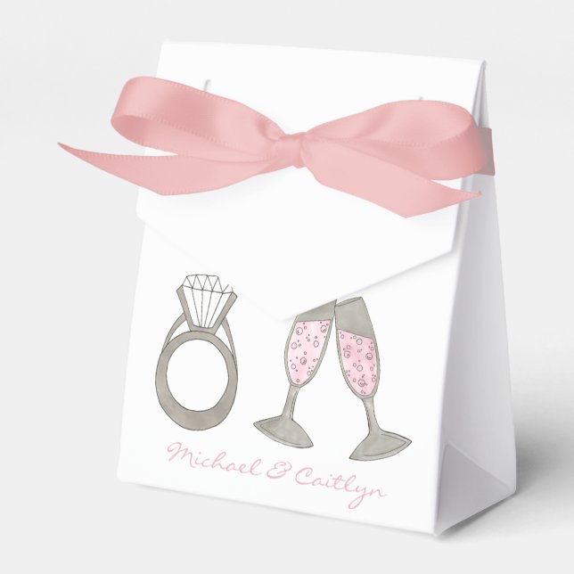 Ballotins Champagne rose Mariage personnalisé Anneau diamant (Verso)