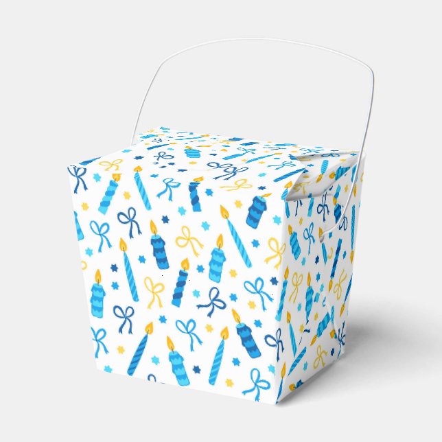 Ballotins Chanukah bougies brûlant blanc bleu or (Verso)