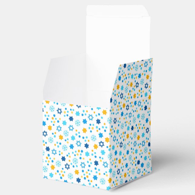 Ballotins Chanukah Etoiles juives Snowflakes Blanc Bleu Or (Ouvert)