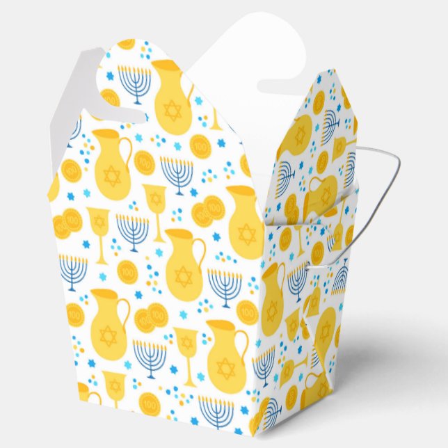 Ballotins Chanukah Menorahs Gelt Pitcher Oil Blanc Or bleu (Ouvert)