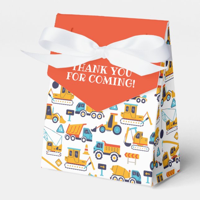 Ballotins Chariot de construction Anniversaire Merci Orange (Verso)