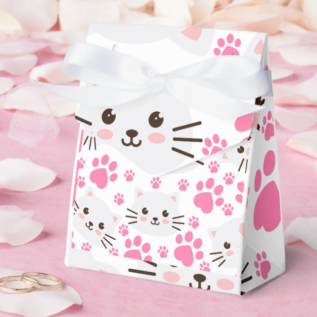 Ballotins Chat blanc mignon et rose (Mariage)