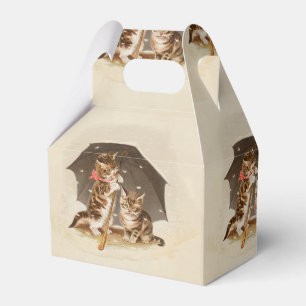 Ballotins Chatons vintage sous parapluie art de chat antique