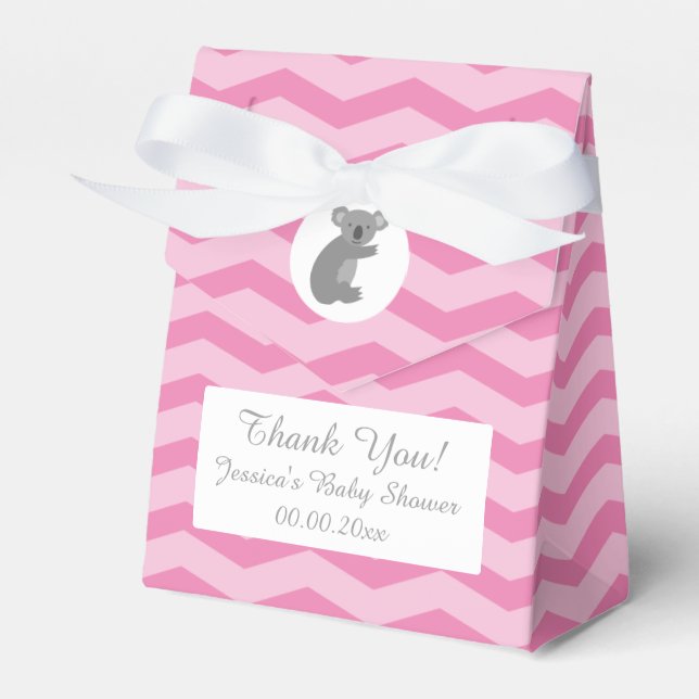 Ballotins Chevron gris rose koala ours baby shower ballotin (Verso)