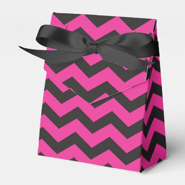 Ballotins Chevron Rose & Noir Fête moderne Favoriser les boî (Verso)