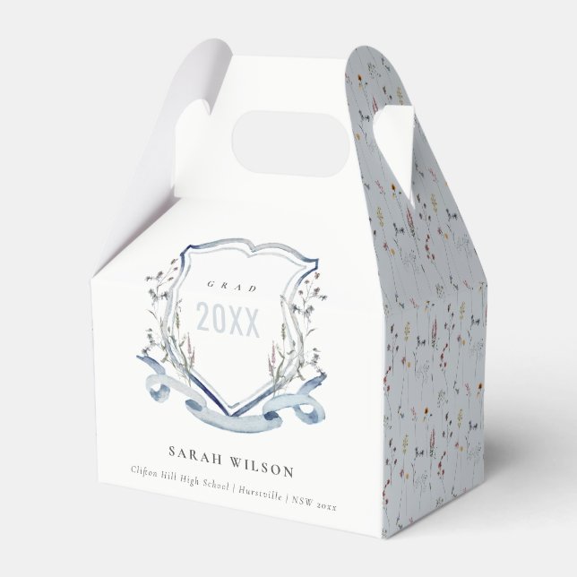 Ballotins Chic Bleu Fleur sauvage Aquarelle Crest Graduation (Verso)
