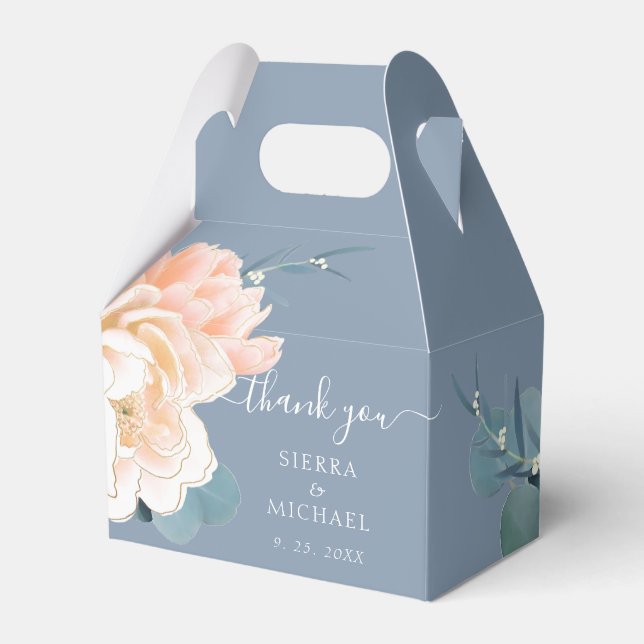 Ballotins Chic Dusty Blue Blush Gold Peach Floral Mariage (Verso)