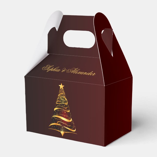 Ballotins Chic élégant Gold Christmas Tree Merci Mariage (Verso)