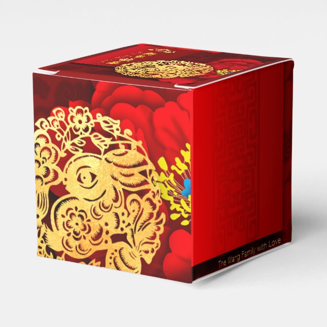 Ballotins Chinois lapin coupé en papier pivoines Nouvel An 2 (Verso)