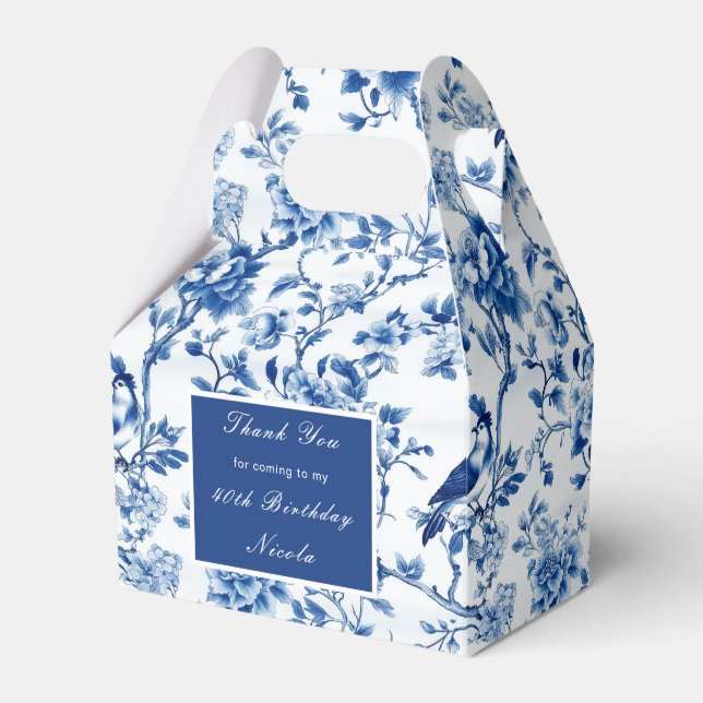 Ballotins Chinoiserie Blue Birds and Flowers Anniversaire (Verso)