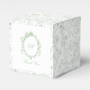 Ballotins Chinoiserie Toile Verte Crête Fleurie Mariage