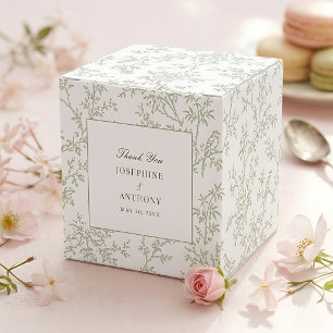 Ballotins Chinoiserie Vert Sauge Fleurs Mariage Bienvenue