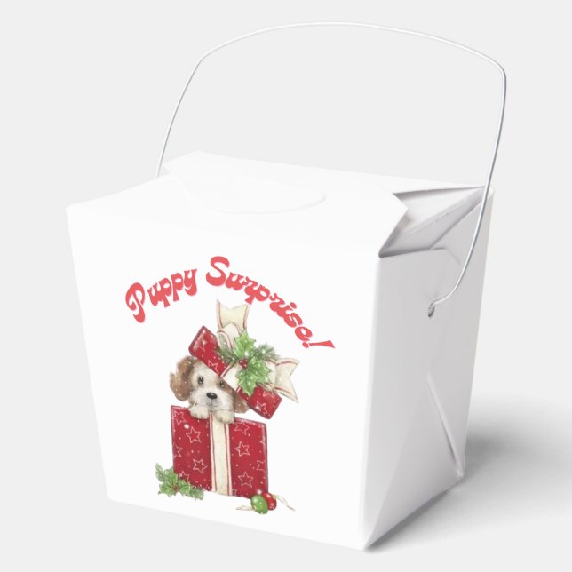 Ballotins Chiot de Noël en boîte cadeau vacances Surprise (Recto)