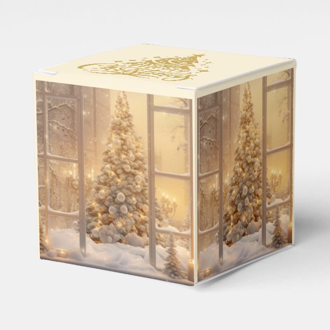 Ballotins Christmas Tree Photo Favor Gift Box (Verso)