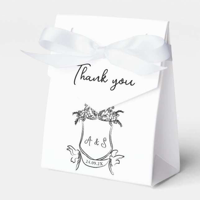 Ballotins Cimier noir blanc mariage boîte de préférence (Verso)