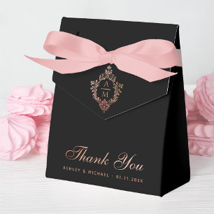 Ballotins Cimier Noir Rose Élégant Mariage Vintage Monogramm