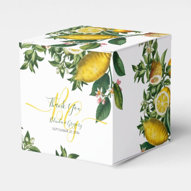 Ballotins Citron jaune rustique et feuillage Mariage de verd (Verso)